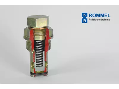 Druckventil aus Stahl (11SMnPb30C) mit gehärtetem Kolben - verzinkt