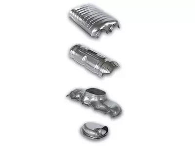 Trichtern, Halbschalen, Hitzeschutzbleche und verschiedene Böden