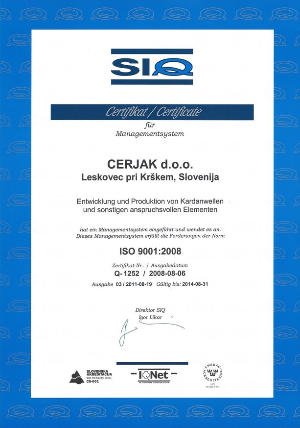 ISO Zertifikat