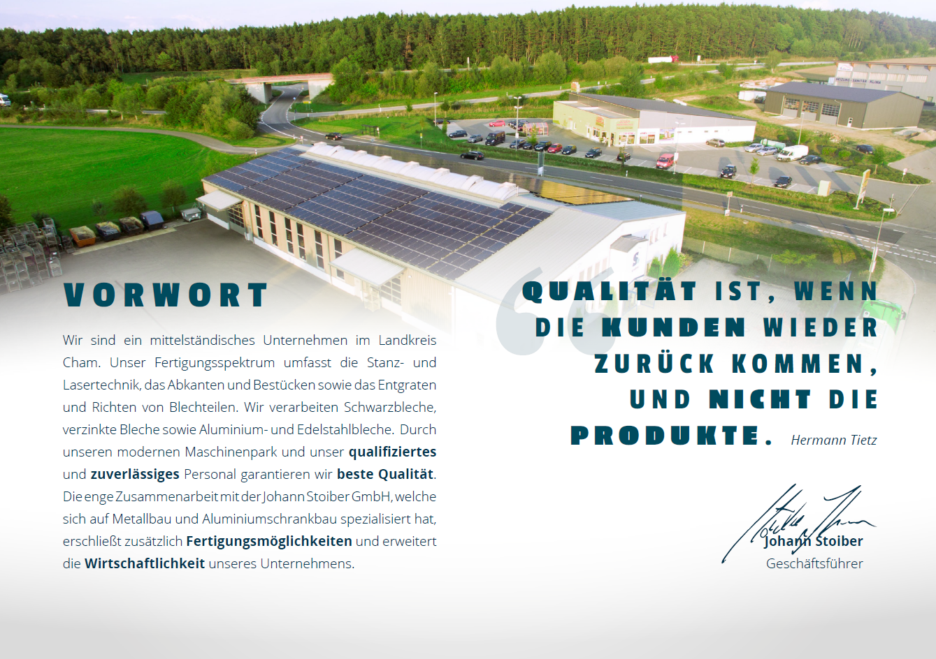 Firmenansicht mit Beschreibung