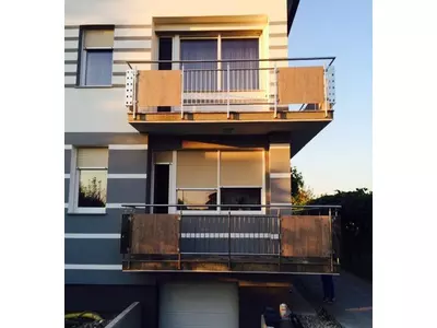 Balkongeländer Inox + Holz