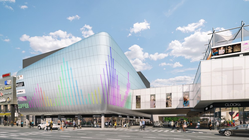 Facade of the shopping center