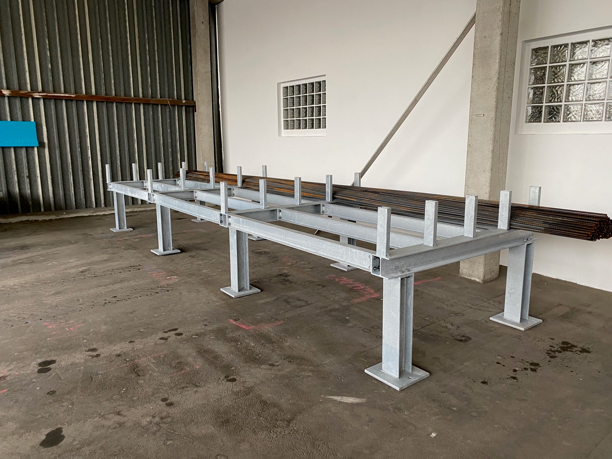 Materiallager für Baustahlstäbe