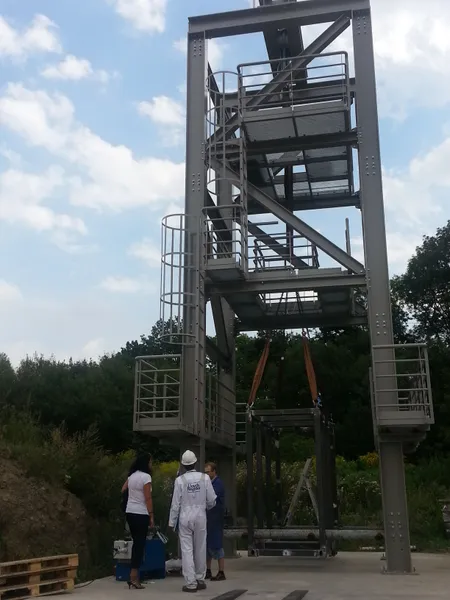Testing tower, drop and stretch testing