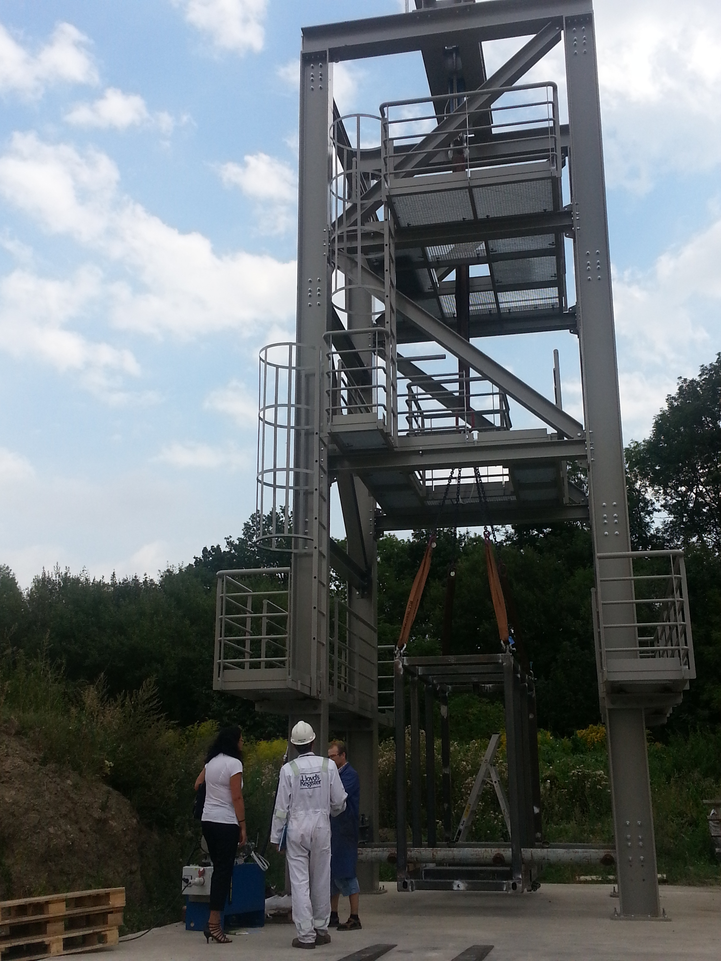 Testing tower, drop and stretch testing