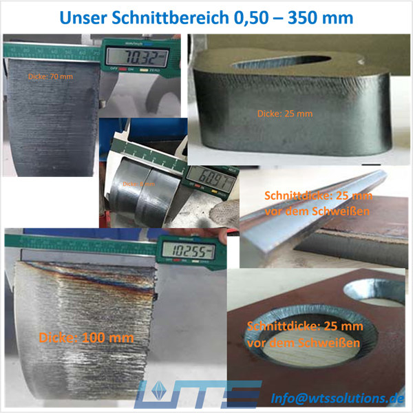 unser Schnittbereich f. Schweissen
