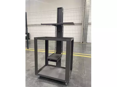 Two Tray Steel Roll Carts With Monitor, painted and assembled