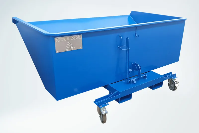 Industrial wheeled containers with a mechanism for unloading various waste in industry