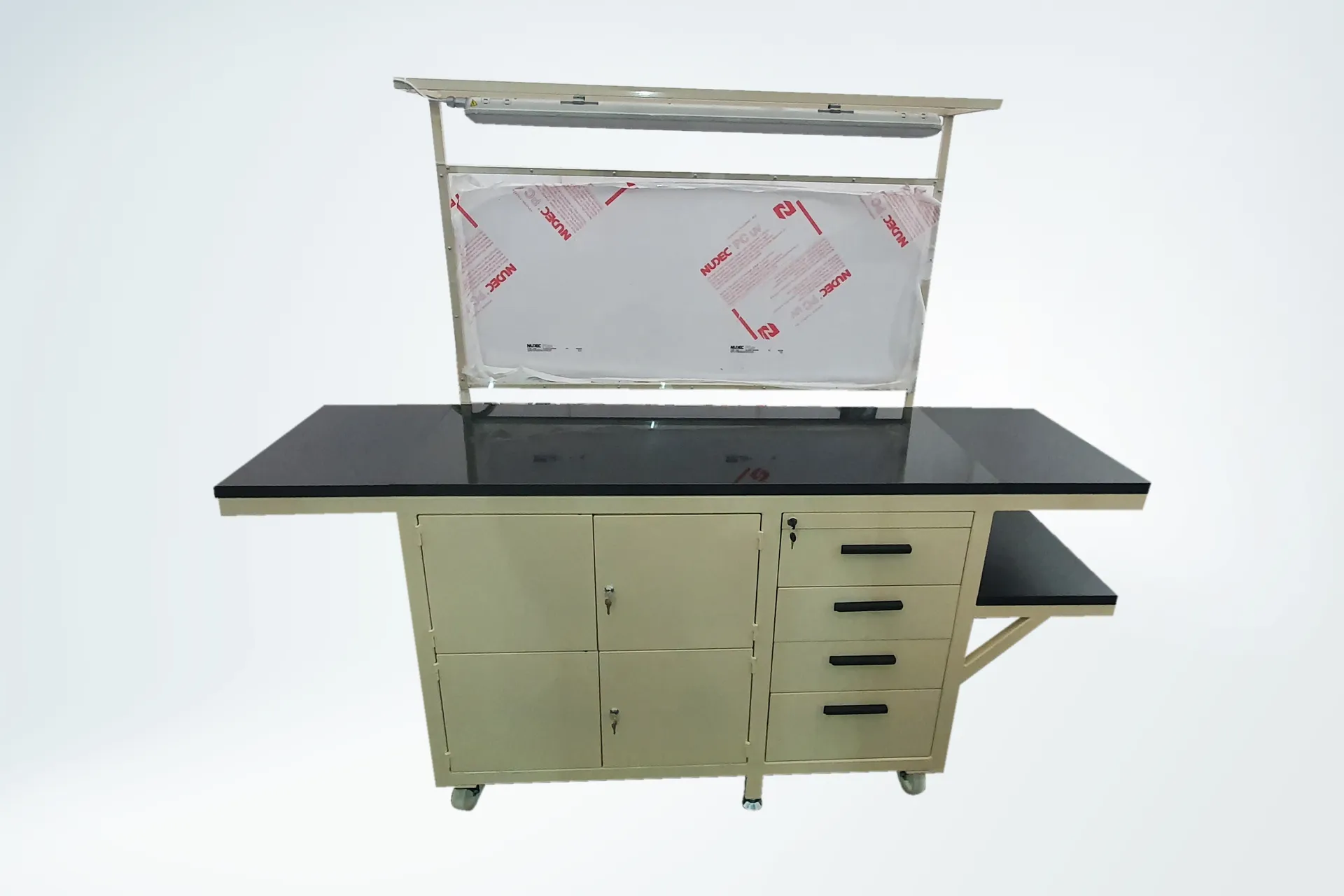 Work table with marble top and lighting