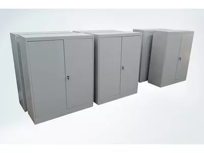 Various cabinets made of a steel sheet metal with a lock