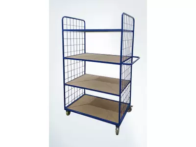 Four-story cart with raw chipboard