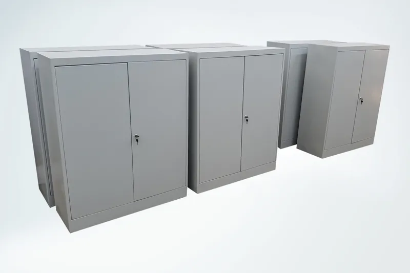 Various cabinets made of a steel sheet metal with a lock