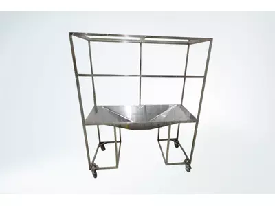 Inox trolley with funnel made of inox sheet metal.