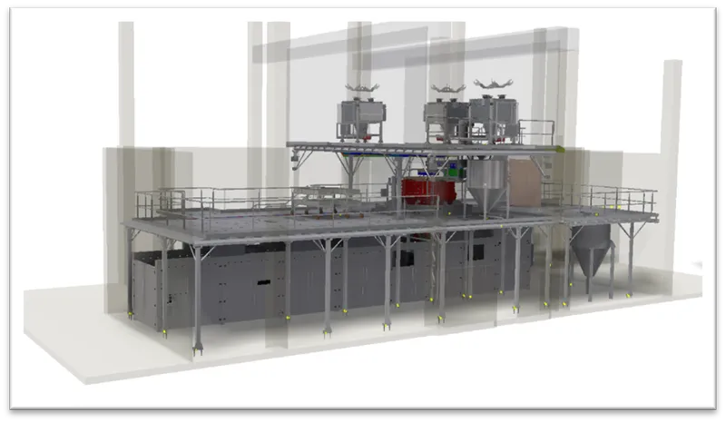 Stellplätze aus rostfreiem Stahl für Produktionsanlagen der Lebensmittelindustrie