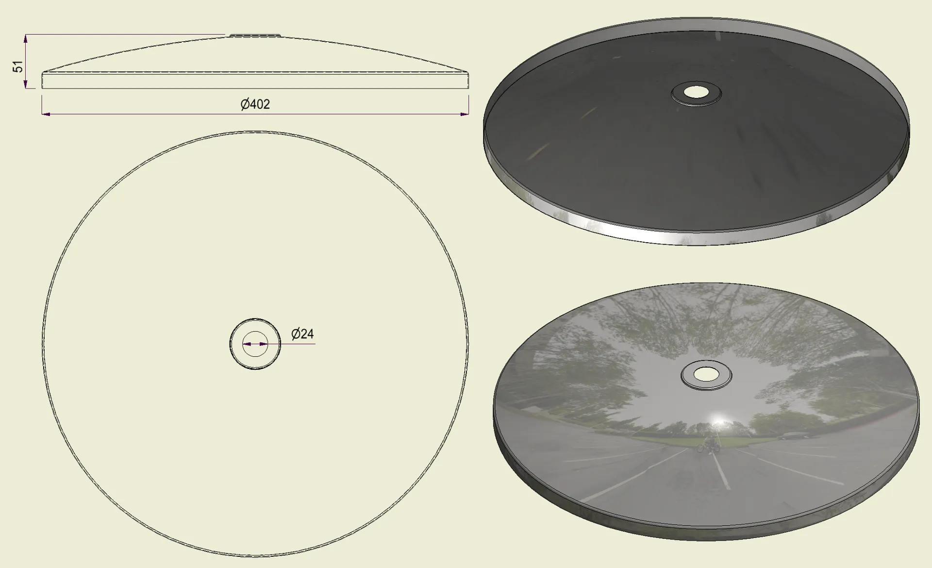 PBSI316400 - Piatto con Foro Inox 316 d.400