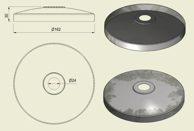 PBSI316160 - Piatto con Foro Inox 316 d.160