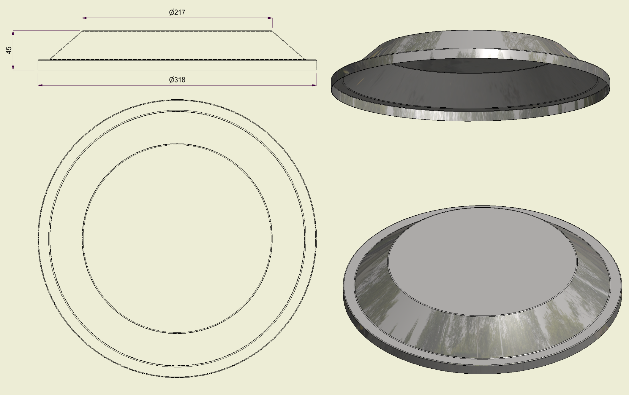 PIAI304BOM320 - Piatto Bombato Inox 304 d.320