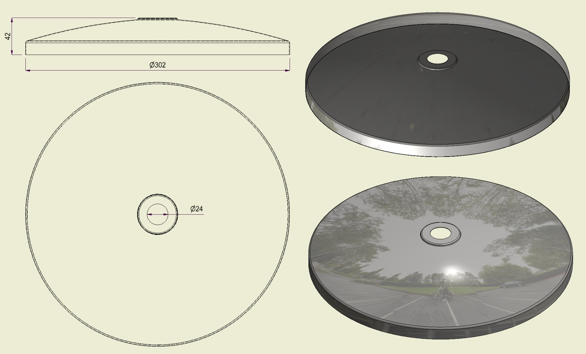 PBSI316300 - Piatto con Foro Inox 316 d.300