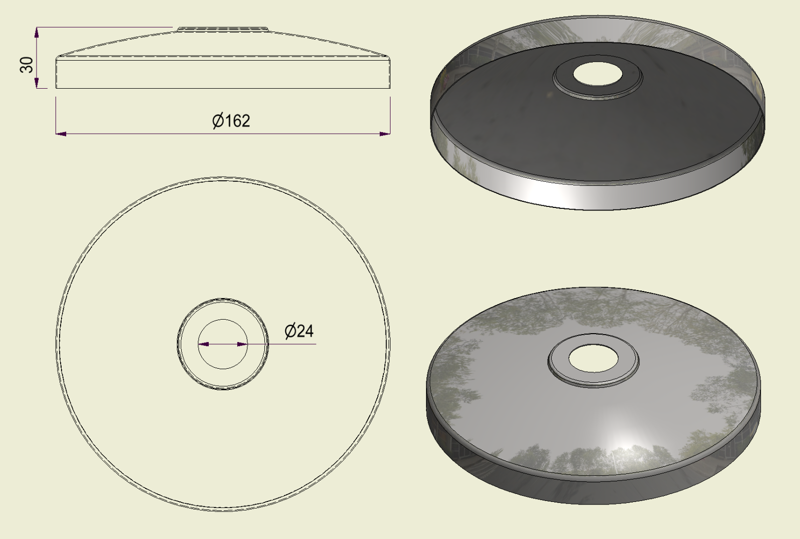 PBSI316160 - Piatto con Foro Inox 316 d.160