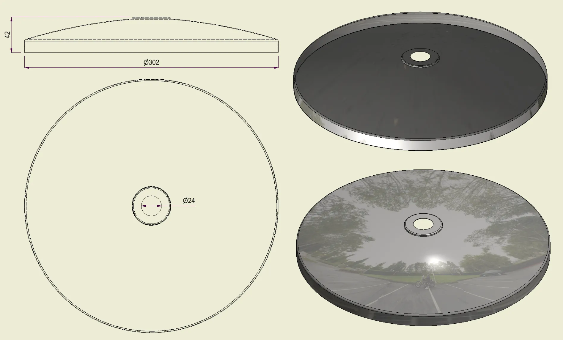 PBSI316300 - Piatto con Foro Inox 316 d.300