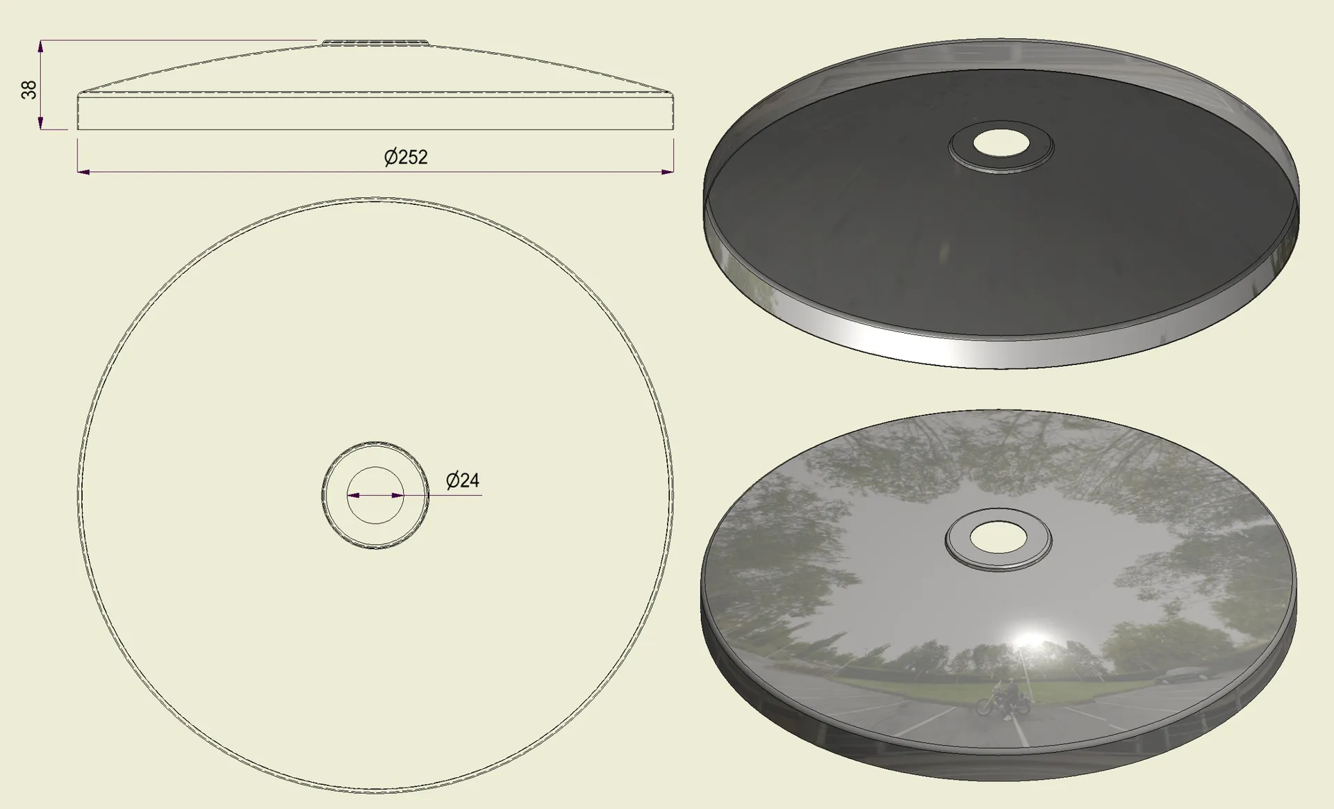 PBSI316250 - Piatto con Foro Inox 316 d.250