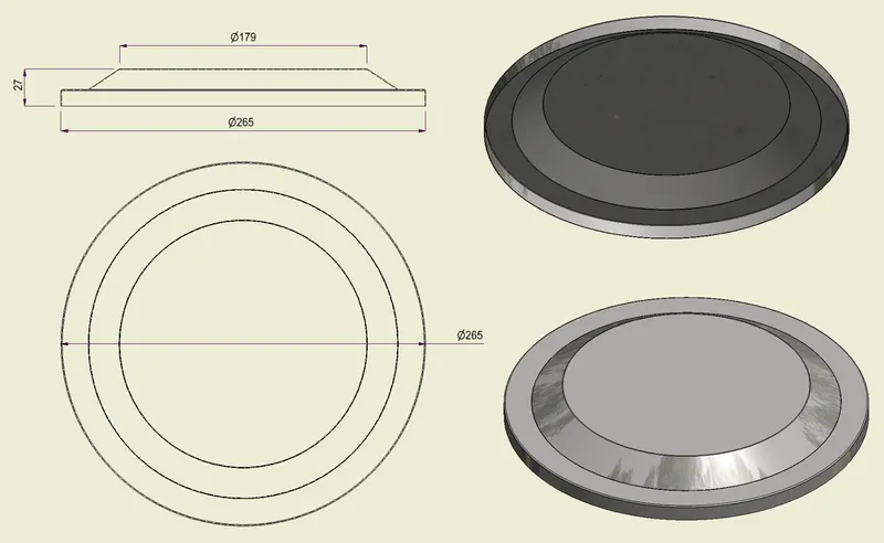 PIAI304BOM265 - Piatto Bombato Inox 304 d.265