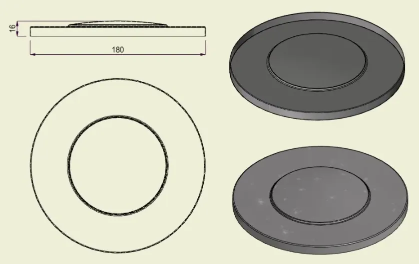 PIAI304NER180 - Piatto Nervato Inox 304 d.180
