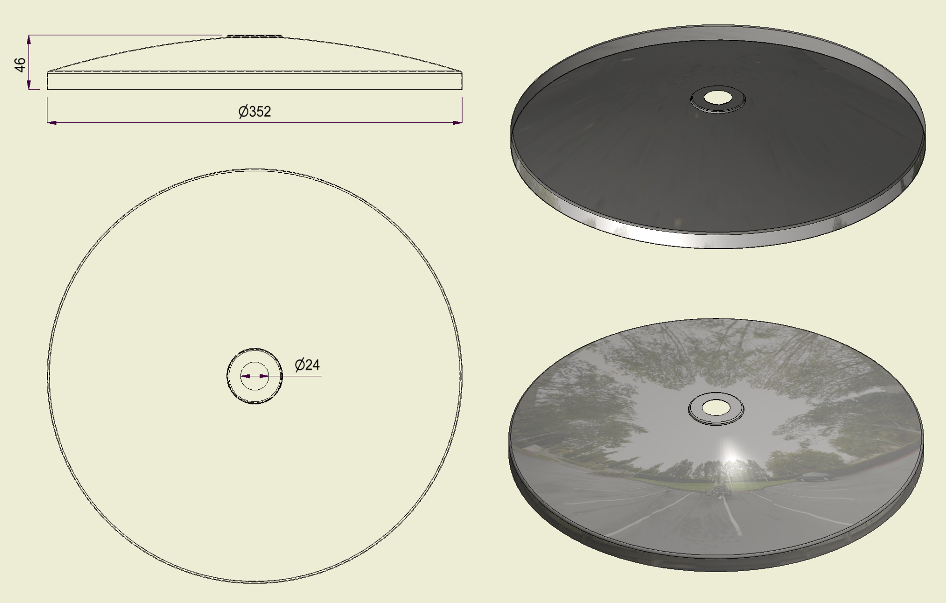 PBSI316350 - Piatto con Foro Inox 316 d.350