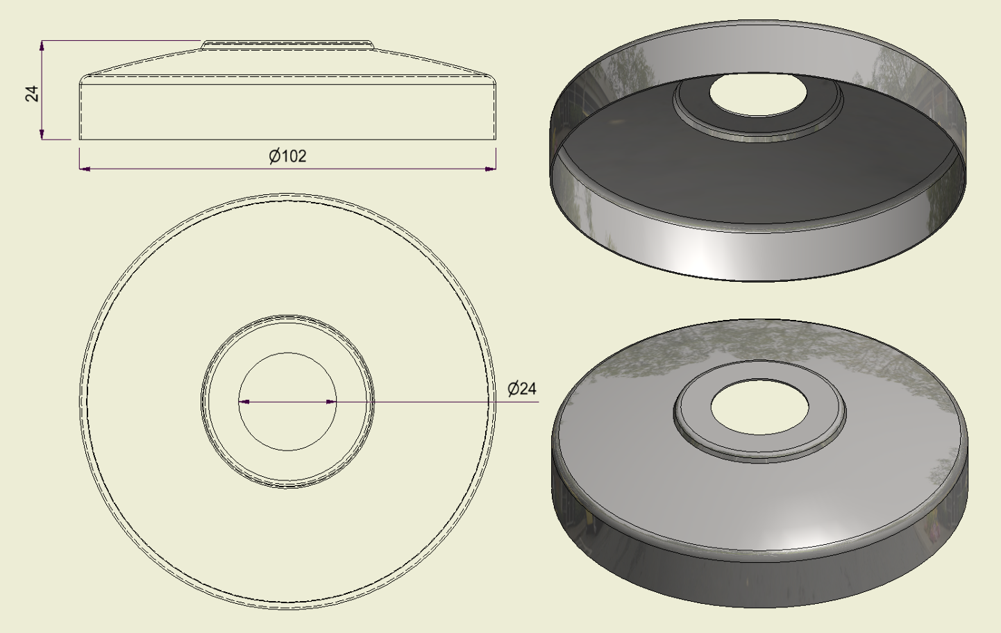 PBSI316100 - Piatto con Foro Inox 316 d.100