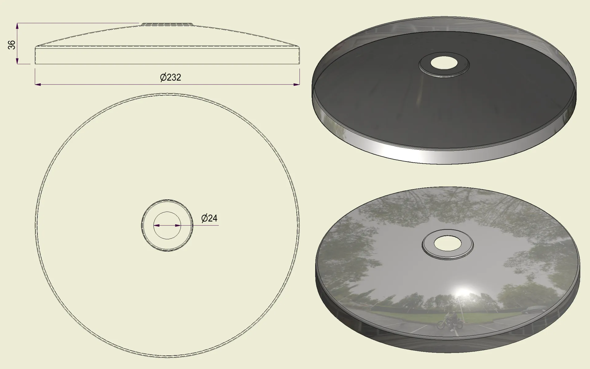 PBSI316230 - Piatto con Foro Inox 316 d.230