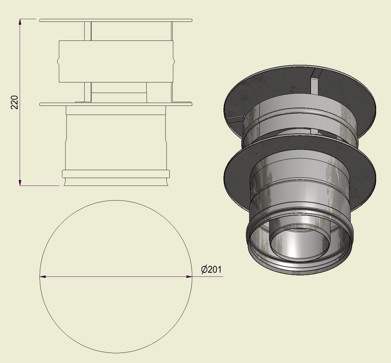ANDI304DP080130 - Terminale Antares Inox 304 d.80/130