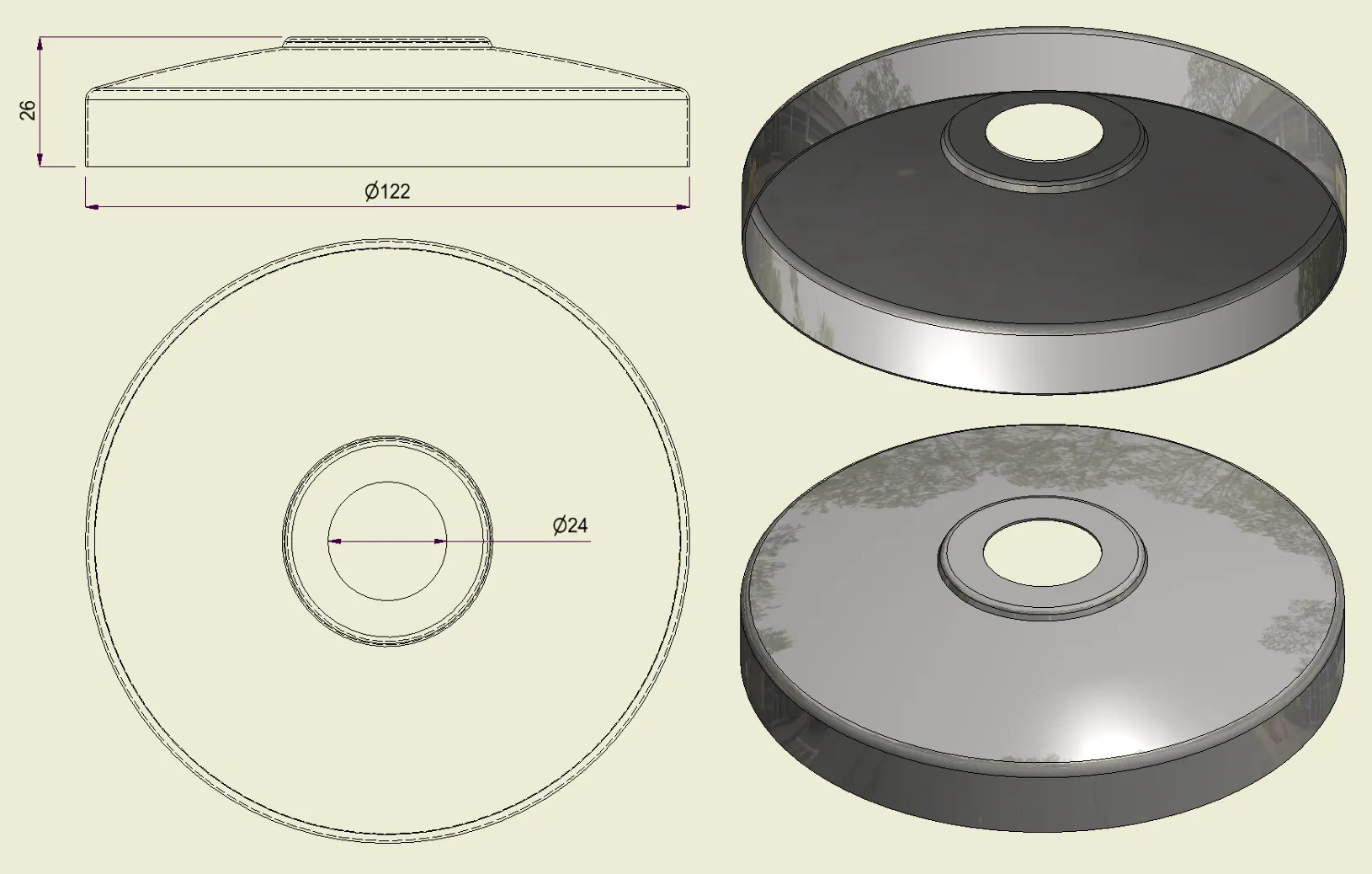 PBSI316120 - Piatto con Foro Inox 316 d.120