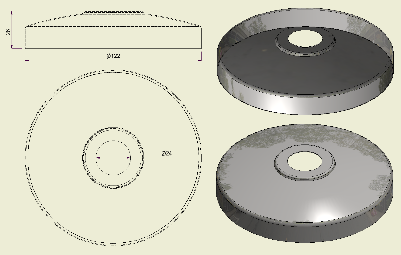 PBSI316120 - Piatto con Foro Inox 316 d.120