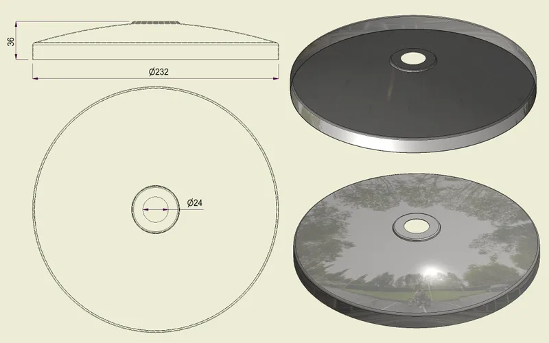 PBSI316230 - Piatto con Foro Inox 316 d.230