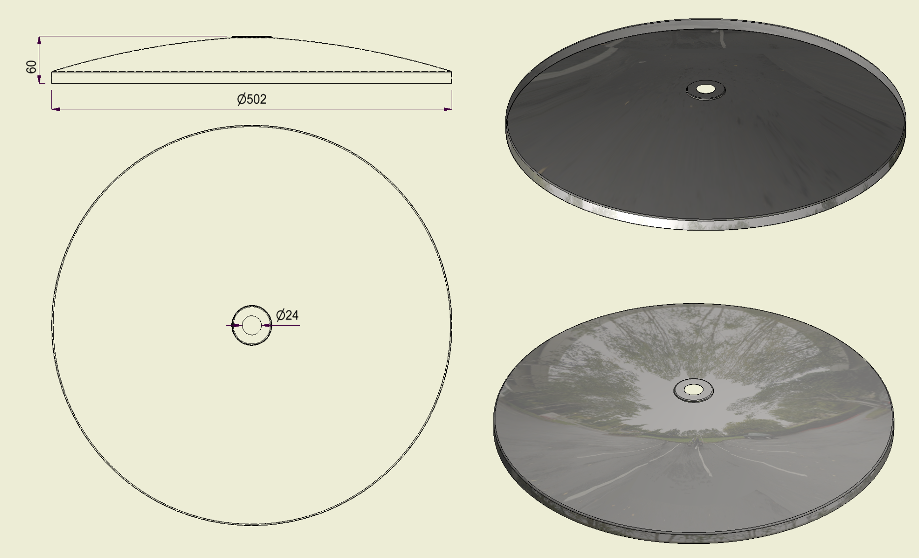 PBSI316500 - Piatto con Foro Inox 316 d.500