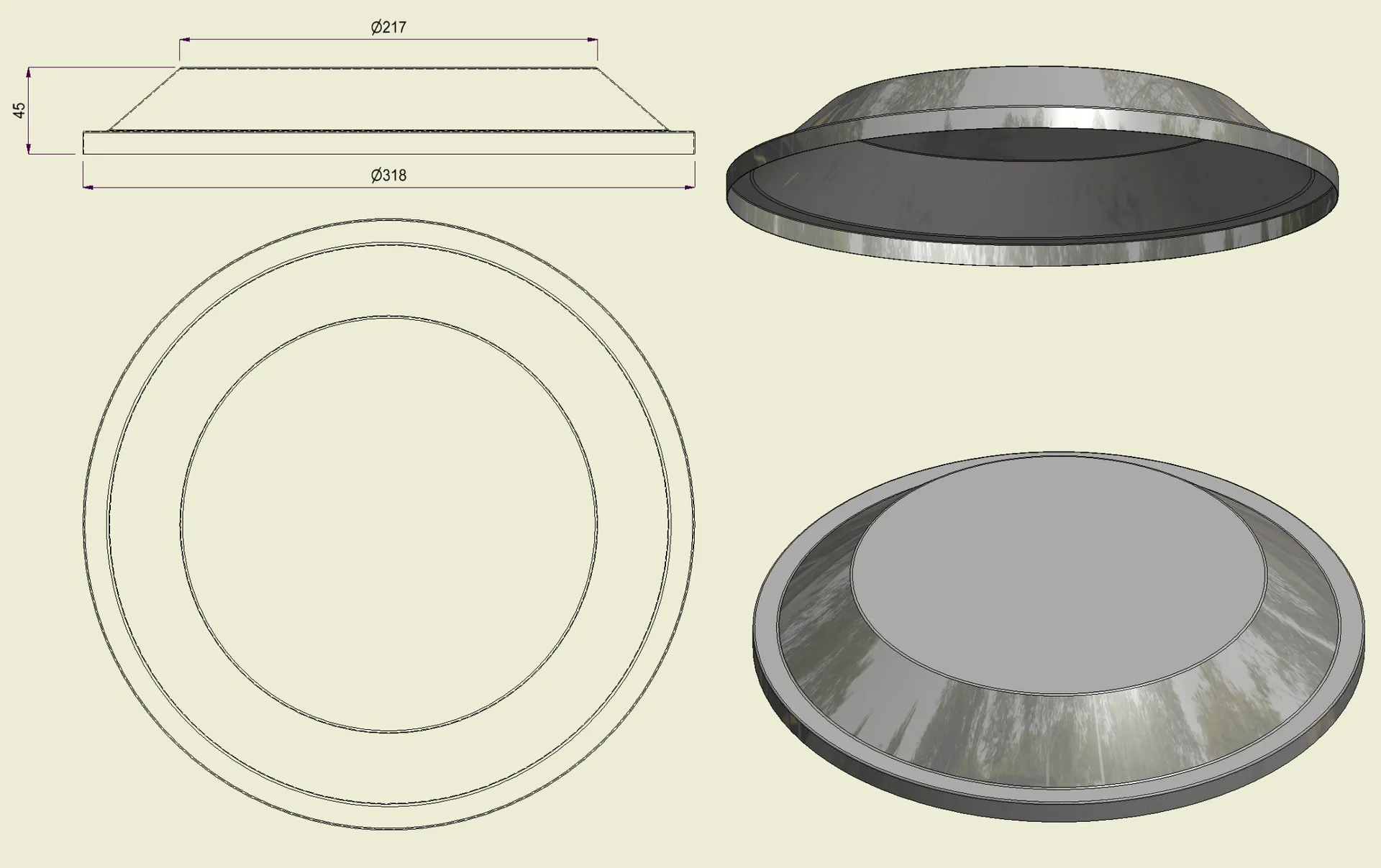 PIAI304BOM320 - Piatto Bombato Inox 304 d.320