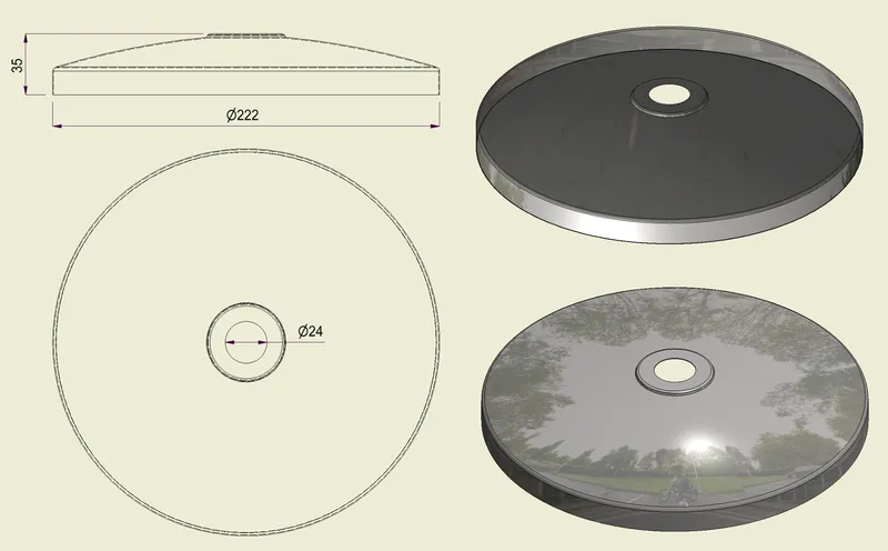 PBSI316220 - Piatto con Foro Inox 316 d.220