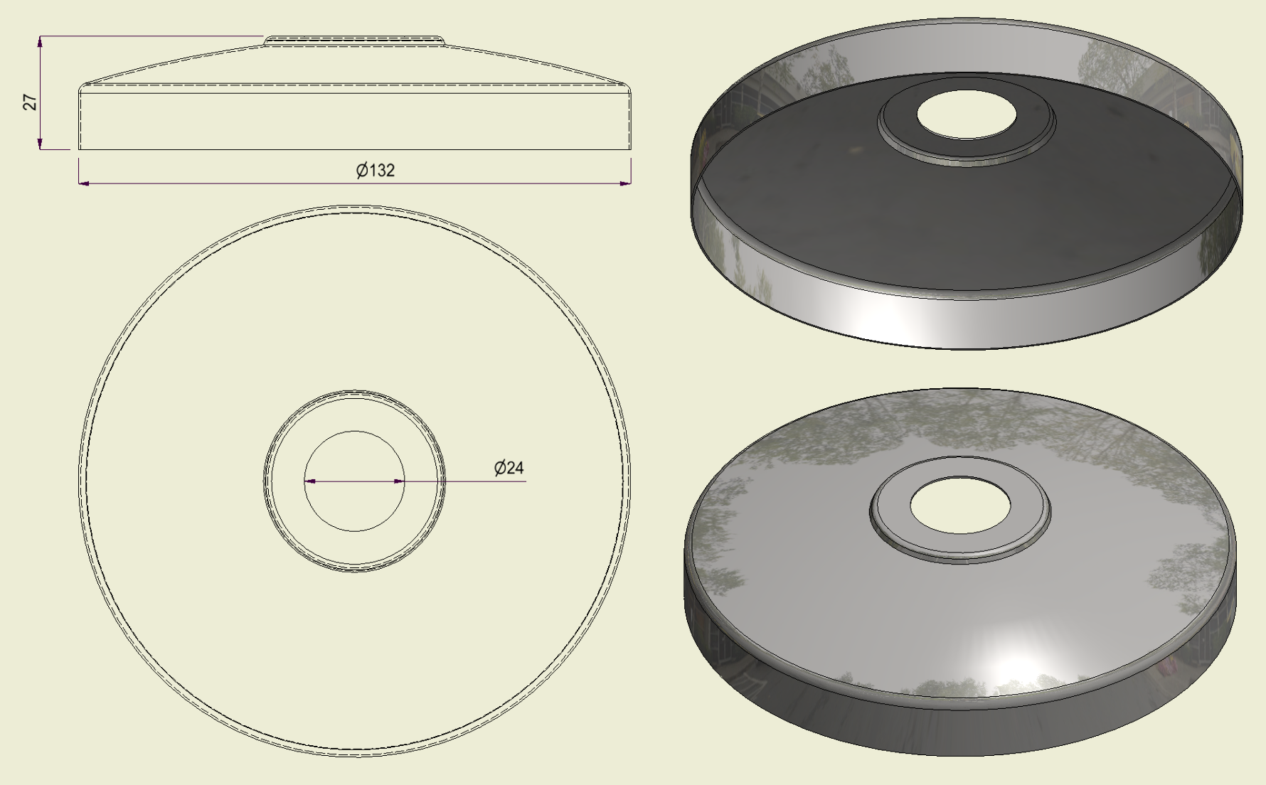 PBSI316130 - Piatto con Foro Inox 316 d.130