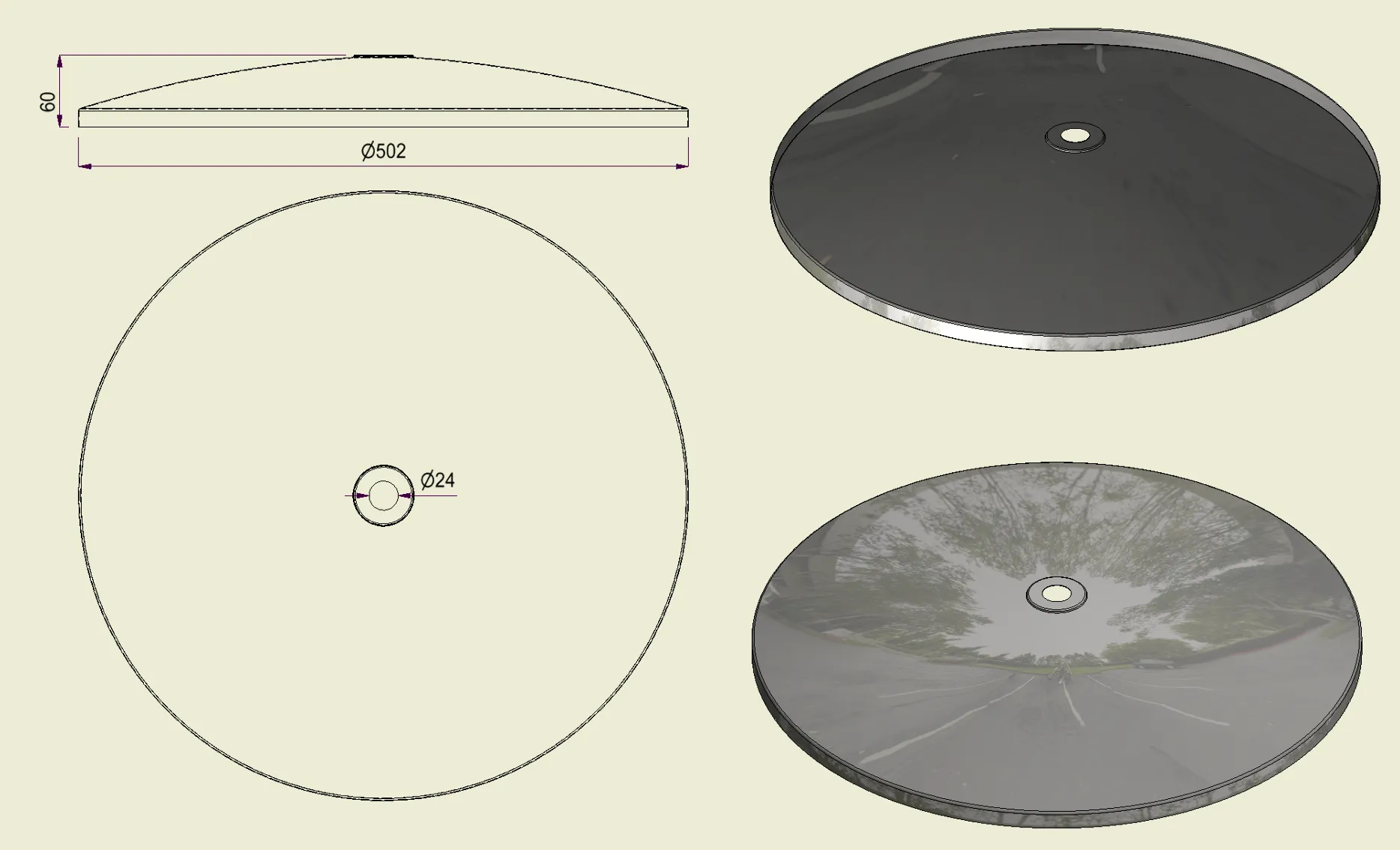 PBSI316500 - Piatto con Foro Inox 316 d.500