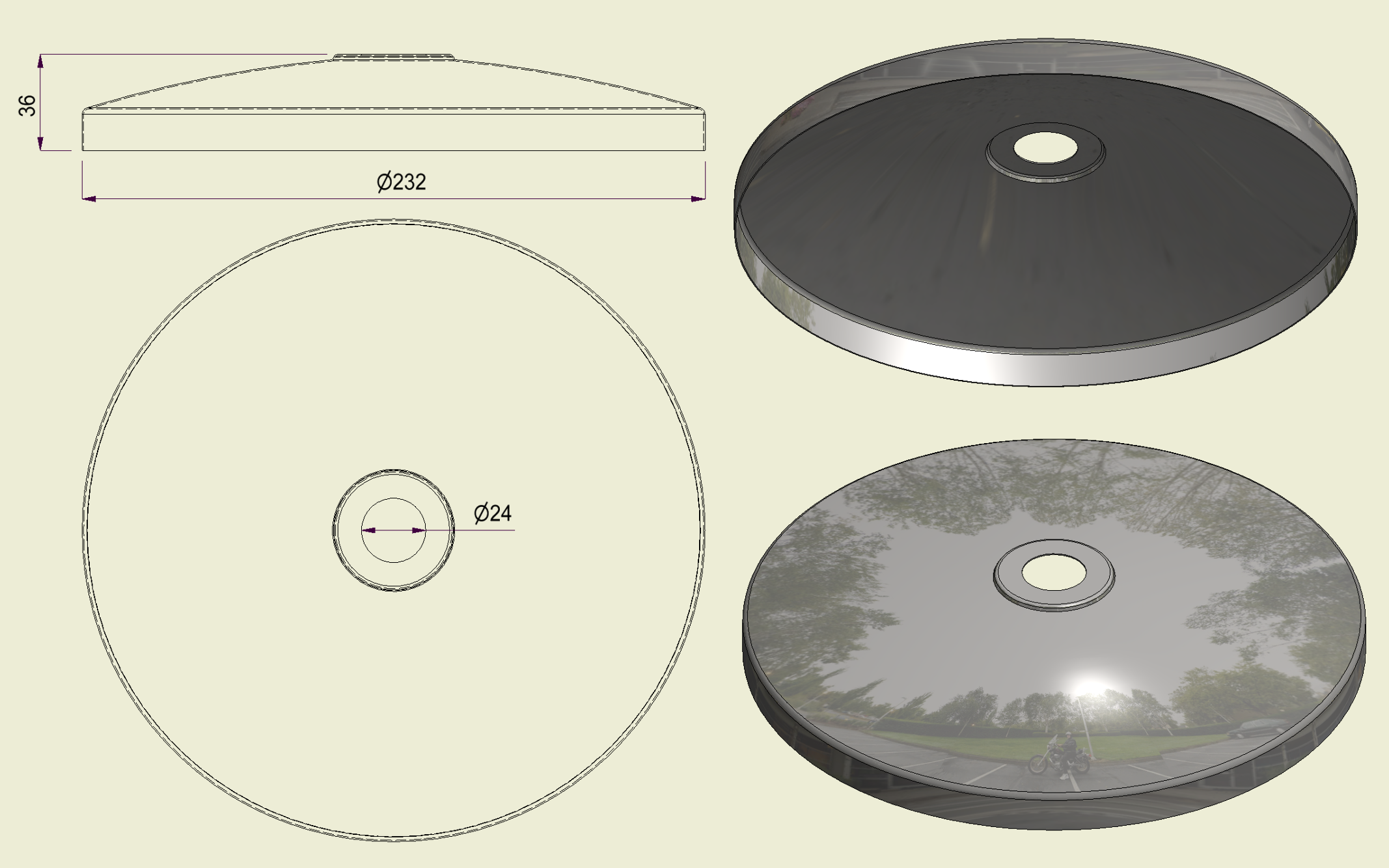 PBSI316230 - Piatto con Foro Inox 316 d.230