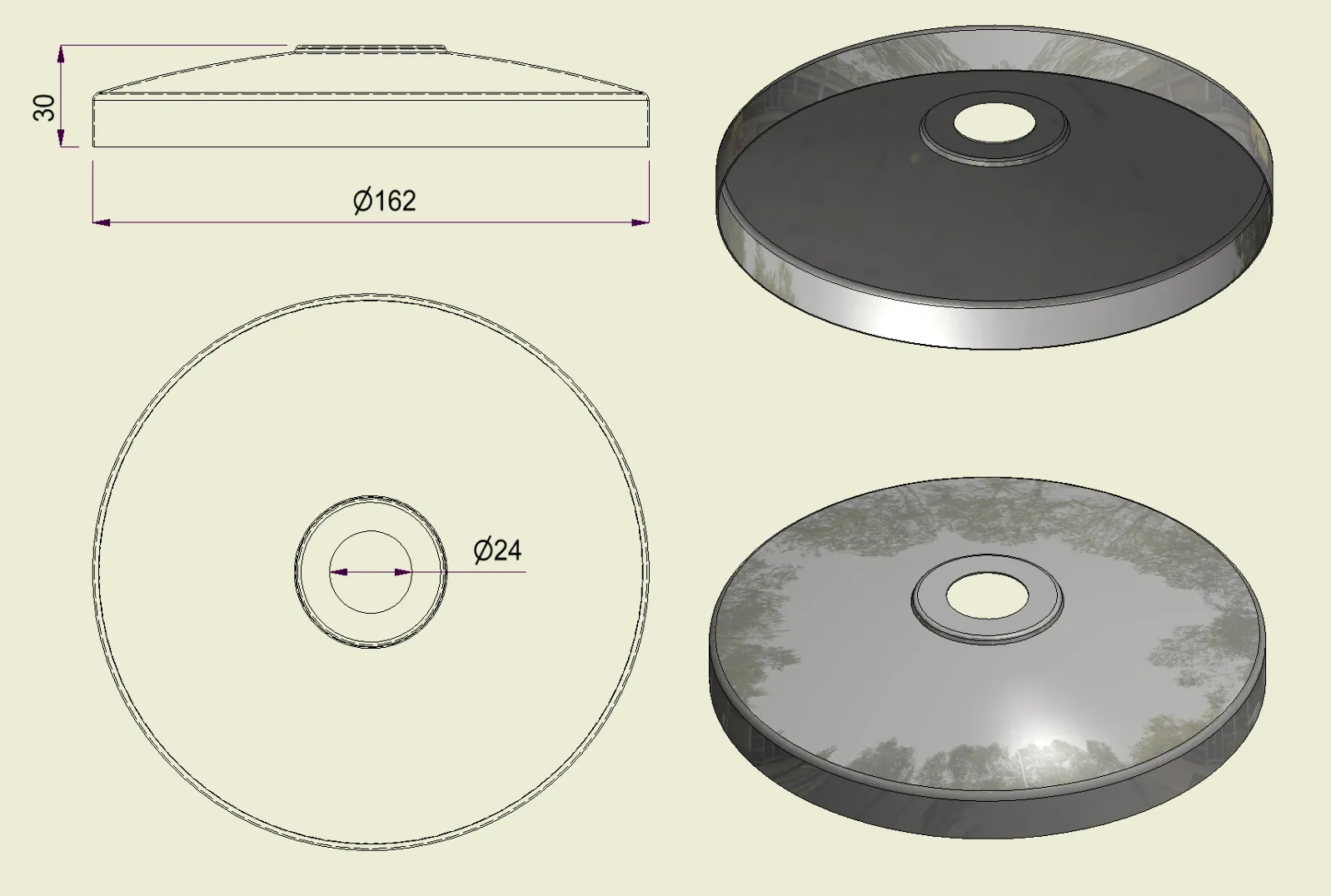 PBSI316160 - Piatto con Foro Inox 316 d.160