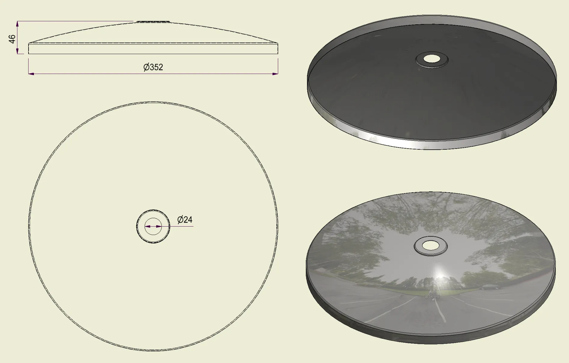 PBSI316350 - Piatto con Foro Inox 316 d.350