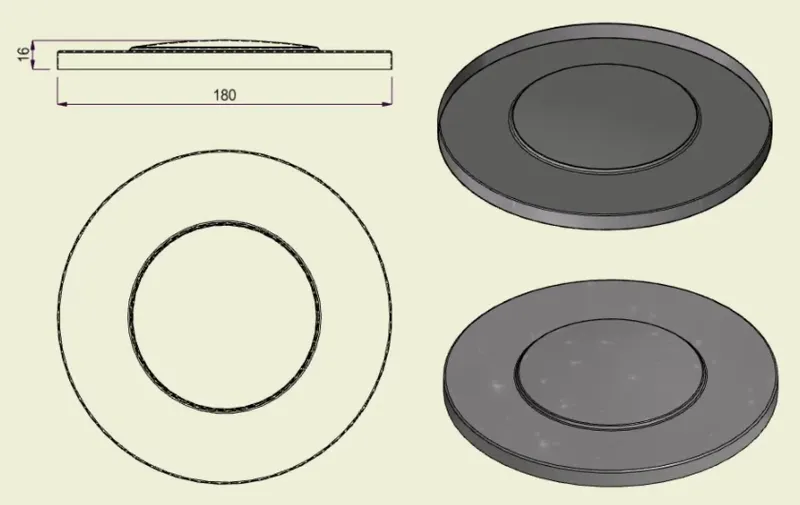 PIAI304NER180 - Piatto Nervato Inox 304 d.180
