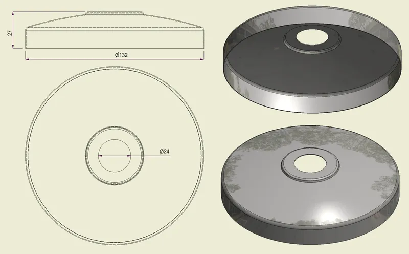PBSI316130 - Piatto con Foro Inox 316 d.130