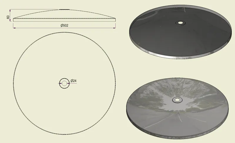 PBSI316500 - Piatto con Foro Inox 316 d.500