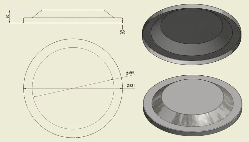PIAI304BOM230 - Piatto Bombato Inox 304 d.230