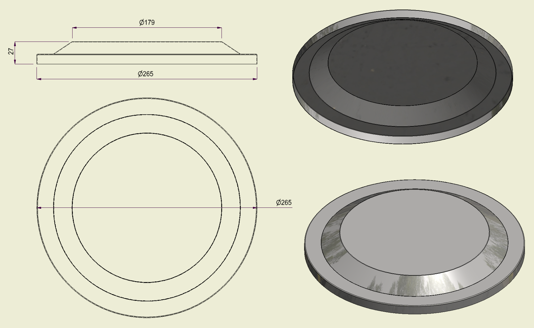 PIAI304BOM265 - Piatto Bombato Inox 304 d.265