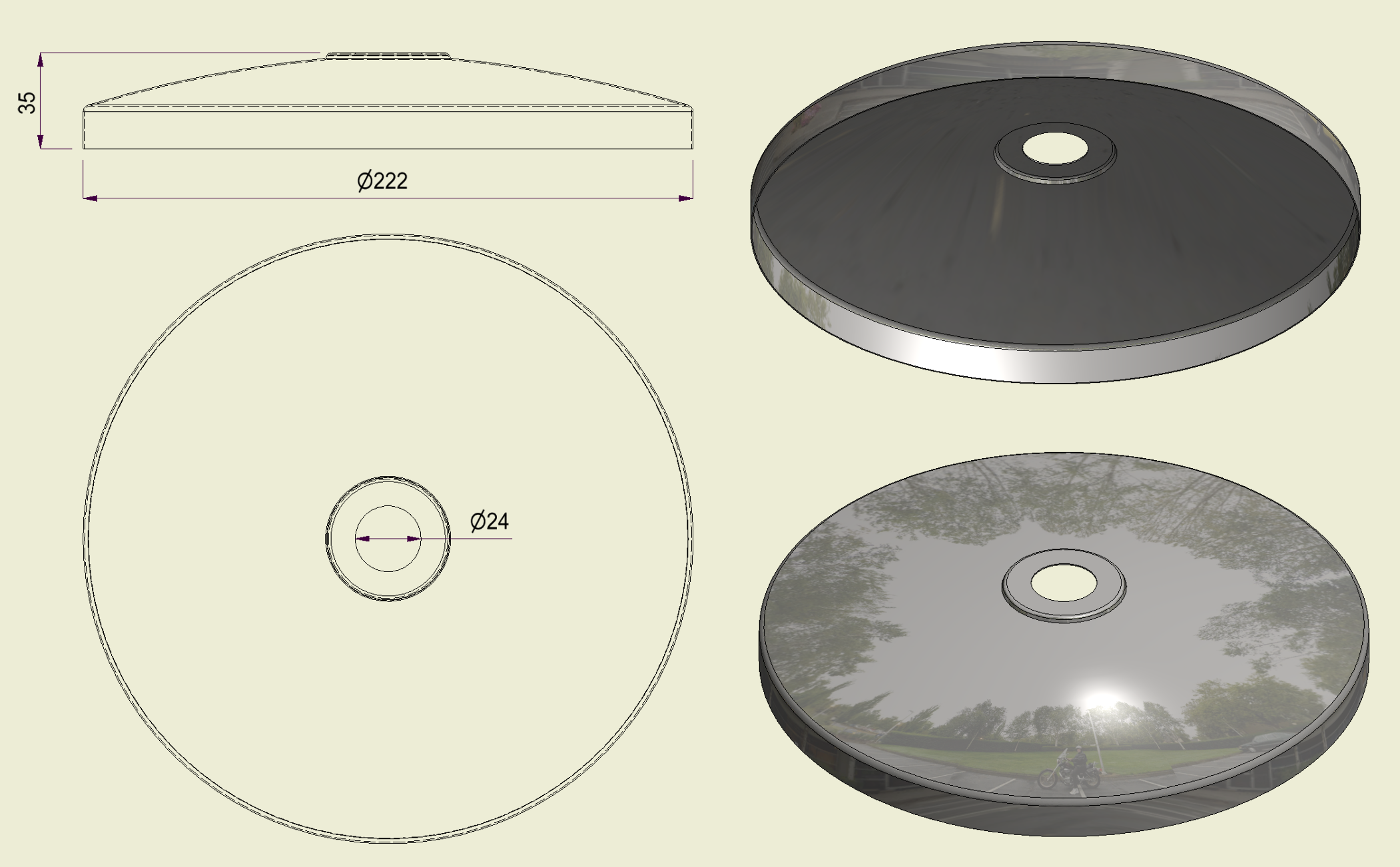 PBSI316220 - Piatto con Foro Inox 316 d.220