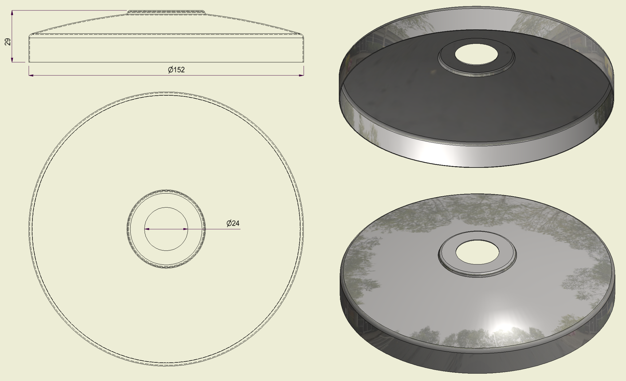 PBSI316150 - Piatto con Foro Inox 316 d.150