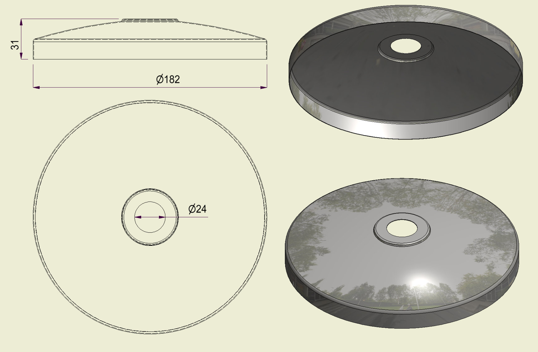 PBSI316180 - Piatto con Foro Inox 316 d.180
